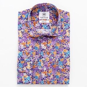 Kurt River Slim Fit Kelsey Spread Shirt Longsleeve Flower Print in Multicolor XL